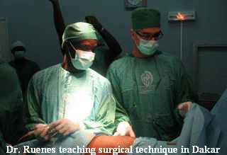 Dr. Ruenes teaching surgical technique in Dakar